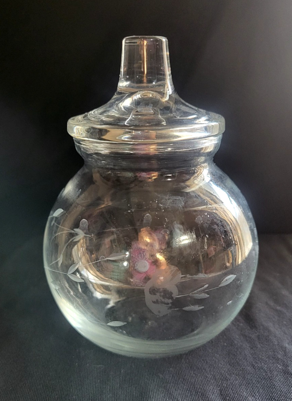 Vintage Princess House Trinket Crystal Glass Jar W/lid Heritage Pattern 5.5"